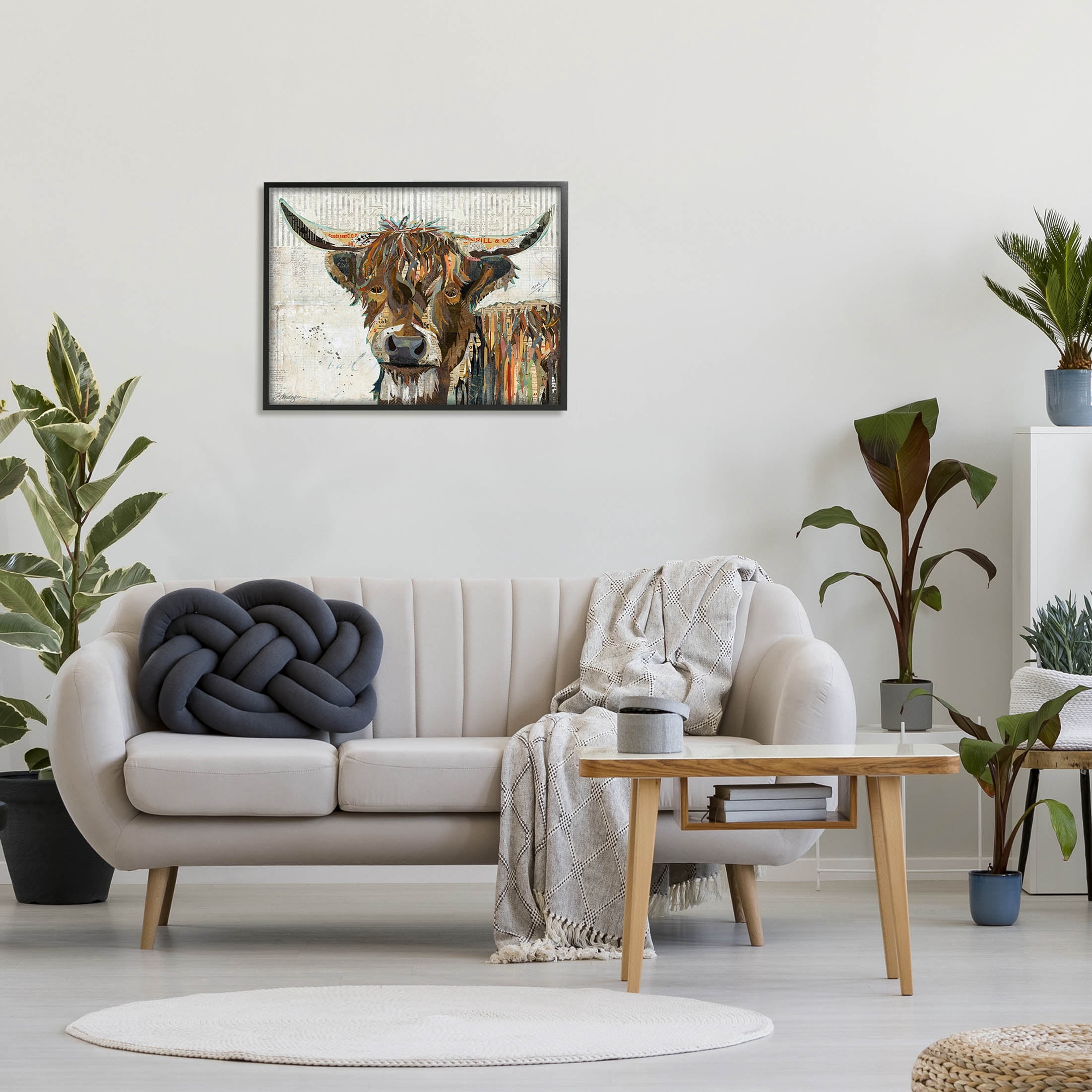 Stupell Industries Highland Cattle Cow Collage Portrait Graphic Art Black Framed Art Print Wall Art, Design by Traci Anderson
