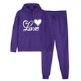 thumbnail image 2 of ibuvkizy Sweatsuits Women 2 Piece Outfit!Outfits Men's and Women's Sports Tracksuits Long Sleeve Pullover Hoodies Sweatshirt Loose Coat and Sweatpants Fall Winter Suit Purple,L, 2 of 7