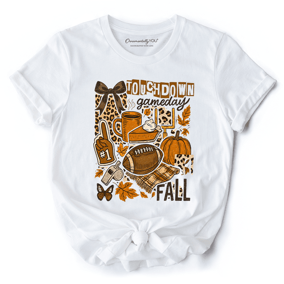Touchdown Game Day Fall Football T-Shirt, Retro Coquette Autumn Vibes Tee