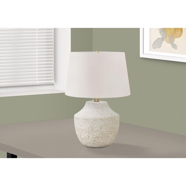 Monarch Specialties Lighting, 20"h, Table Lamp, Cream Concrete, Ivory / Cream Shade, Modern