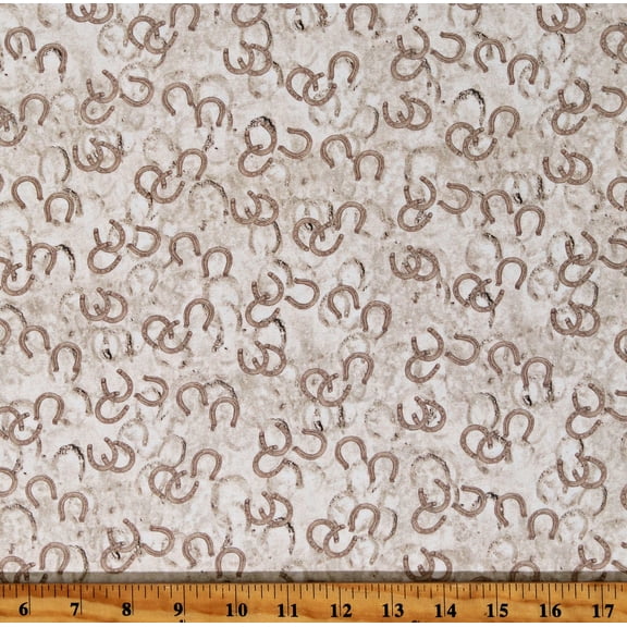 Cotton Hidden Valley Horse Shoes Animals Equipment Tackle Cream Cotton Fabric Print by the Yard (DP26980-12)