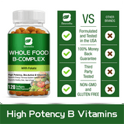 (2 Pack) Beworths Super B Complex Vitamin - Whole Food Supplement B1, B2, B3, B5, B6, B7, B9, B12 - Support for Energy and Immune Support - 240 Capsules Total