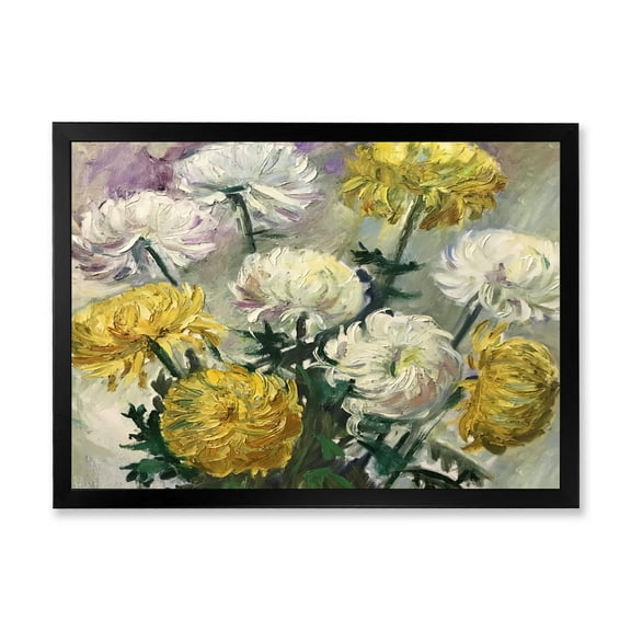 Designart 'Golden and White Daisies' Traditional Framed Art Print