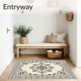 thumbnail image 3 of ODIKA 8'x10' Machine Washable Non-Slip Area Rug, Vintage Medallion Shag with Ornate Botanical Flourishes High Traffic Rug with Pad, Ivory, 660491, 3 of 8