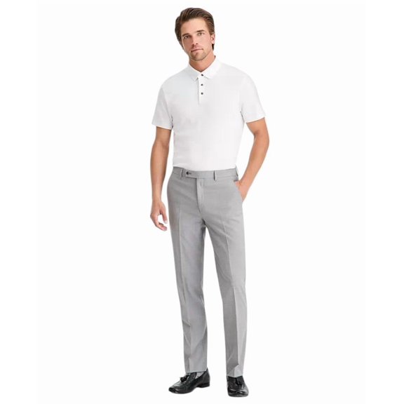 Calvin Klein Mens Slim fit Dress Pants 38 / 32 Light Grey Solid Stretch