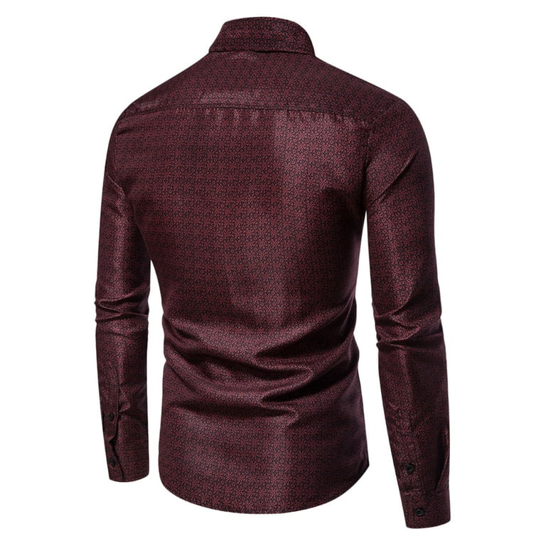 Sanbonepd Red Men s Casual Button Down Shirts Cotton Dress Shirt for Men Long Sleeve Button Up Shirt Men Men Going Out Shirts Lapel Athletic Fit