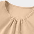 thumbnail image 4 of YDFCWXW Girls Tops Dressy Casual Summer 2026 Short Sleeve Blouses Crew Neck Pleated Basic T Shirts Spring Clothes (Khaki, 11-12 Years), 4 of 4