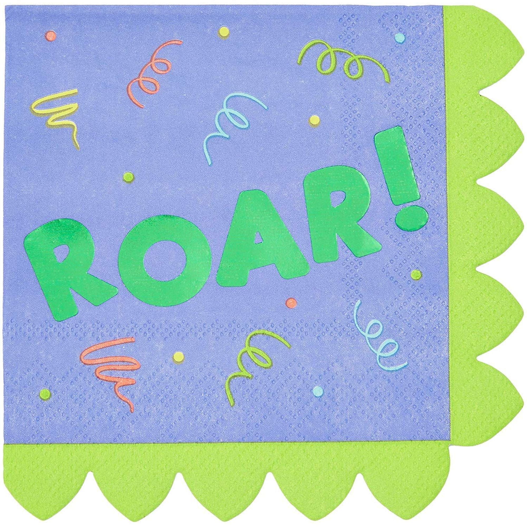 50x Dinosaur ROAR Paper Luncheon Napkins for Boys Baby Shower Birthday Celebration Party