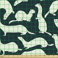 thumbnail image 2 of Ambesonne Animal Fabric by the Yard Upholstery, Weasel Sitting Standing Art, 5 Yards, Off White Petrol Blue, 2 of 5
