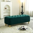 thumbnail image 2 of Cterwk Velvet Fabric Storage Ottoman with Safety Hinge, Upholstered Storage Bench Footstool for Living Room, Bedroom, Green, 2 of 11