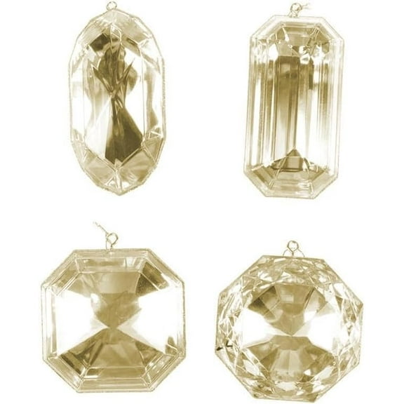 VickermanChampagne Jewel Glitter Christmas Tree Ornament Assortment