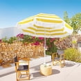 thumbnail image 3 of Yellow Beach Umbrellas For Sand UV50+ Protection Outdoor Striped Patio Umbrella With Fringe Market Umbrella 5.9ft Boho Umbrella Tassels With Tilt Pool Umbrella Waterproof For Garden, 3 of 7