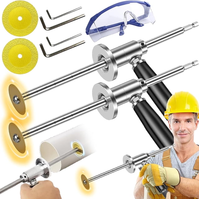 Inside Pipe Cutter for Pvc Pipe, 2025 New Steel Pipe Cutter with Diamond Grit Cutting Wheel and Handle, Inside Pvc Pipe Cutter Fit for 1-1/2 to 8 Inch, 7 Inch Internal/Inside (2*Sets)
