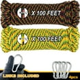 thumbnail image 2 of Wellmax 3/16" x 100' Diamond Braided Polypropylene Rope with UV Protection and Weather Resistance, Yellow/Black - 2 Pack, 2 of 8