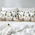 thumbnail image 3 of Fox Queen Bedding Set,Cartoon Woodland Animal Print Fitted Sheet,Wild Animals Sheets with Deep Pocket,Brown Green 3 Pcs(No Top Sheet), 3 of 5