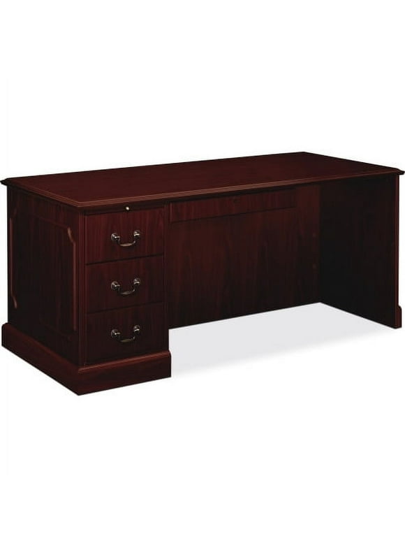 HON 94000 Series Left Pedestal Desk 66 66" x 30" x 29.5" x 1.1" - 2 x Box Drawer(s), File Drawer(s) - Single Pedestal on Left Side - Traditional Edge - Material: Wood, Particleboard - Finish: High Pre