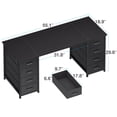 thumbnail image 4 of Black Computer Desk with Drawers for Storage - 55 inch Home Office Desk with 8 Fabric Drawers, Writing Study Desk with Drawers on Both Sides for Bedroom, 4 of 7