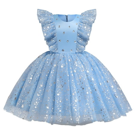 

Toddler Children Princess Dress Dress Flying Sleeves Baby Dress Dress With Hot Mesh Skirt Girls