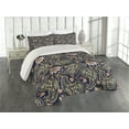 thumbnail image 2 of Ambesonne Jacobean Quilted Coverlet 3 Pcs, Paisley, King Size, Indigo Multicolor, 2 of 4