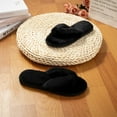 thumbnail image 5 of Slippers for Women, Furry Flip Flops Slider Plush Fleece Anti-Skid Slip On Fuzzy Slides for Indoor Outdoor, Black, 5 of 8