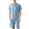thumbnail image 2 of Kureaily Men's Sleepwear Soft Smooth Short Sleeve Short Pant Sleepwear Man With Pockets Two Piece Pajamas Soft Lightweight Sleep Sets, 2 of 6