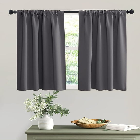 SRWEHG-Small Curtains for Door Windows - Blackout Thermal Insulating Drapes for Home Theatre Bathroom Basement Cafe RV Camper Windows Blinds, Wide 34 x Long 30, Sage Green, 1 Pair