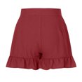 thumbnail image 6 of Babysbule Women Shorts Clearance Women's Fashion Solid Color Casual Wide Leg Ruffle Loose High Waist Shorts Pants, 6 of 6