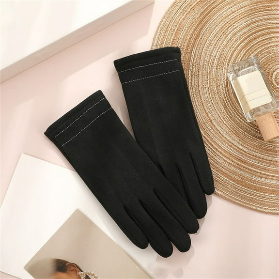 Women's Winter Touchscreen Gloves with Fleece Lining, Warm Thermal Screen Compatible Gloves for Cold Weather, Soft Windproof Smartphone Gloves for Driving, Running, and Outdoor Activities Black