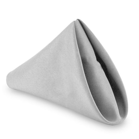 

Lann s Linens - 1 Dozen 20 Oversized Cloth Dinner Table Napkins - Machine Washable Restaurant/Wedding/Hotel Quality Polyester Fabric - Silver