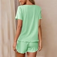 thumbnail image 3 of FAIWAD Womens Pajama Sets Ribbed Knit Lounge Sets Short Sleeve Tops and Ruffle Shorts 2 Piece Loungewear S-2XL, 3 of 8