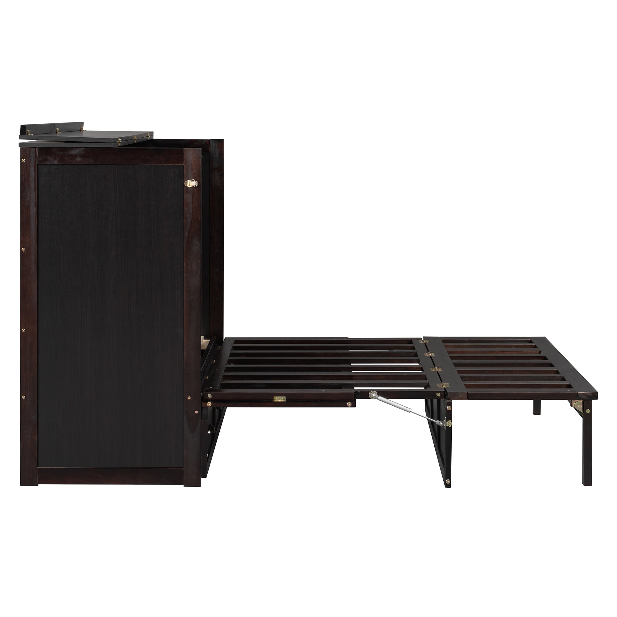 Full Size Murphy Bed with Large Drawers and Charging Station for Bedroom, Guest Room