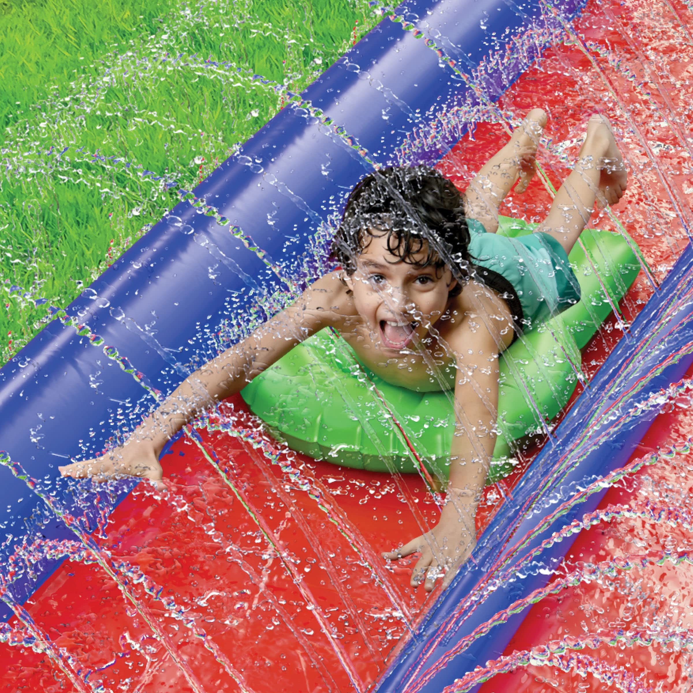 25ft 2-Lane Inflatable Water Slide with Sprinkler and Body Boards
