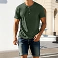 thumbnail image 2 of longantii Henley Shirt for Men Fashion Henley Short Sleeve T-Shirts Breathable Plain Cotton Pullovers 2026 Summer Beach Workout Shirts Army Green XXXL, 2 of 6