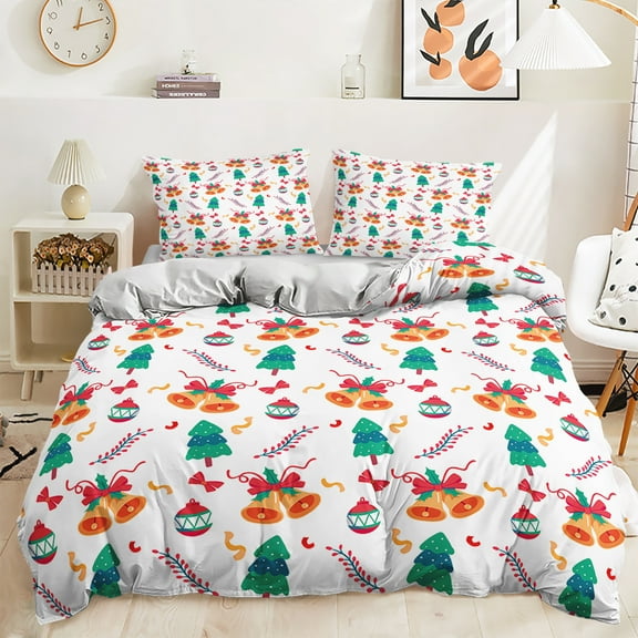 Hosima 3-piece 3D Digital Printing Quilt Cover Full Size Christmas Theme Bedroom Decoration Children Adult Bedding Set Series,CIY39A-Queen