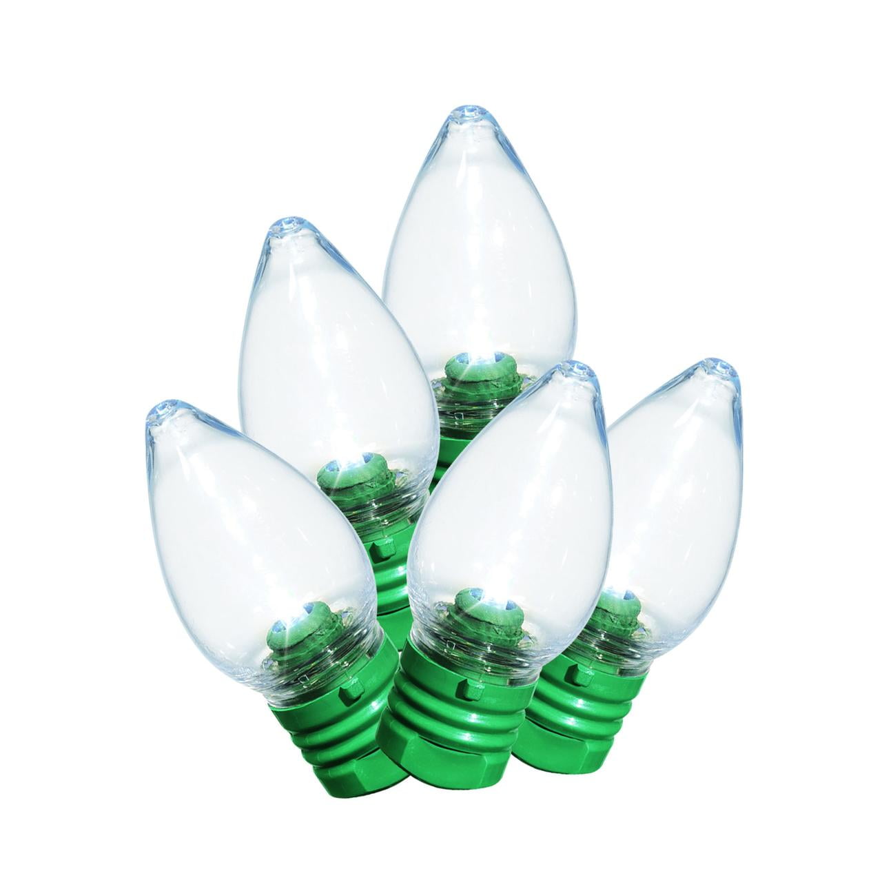 Set of 25 C7 Cold White LED Bulbs,2 SMD LEDs in Each Light Bulb,Christmas Decor
