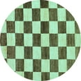 thumbnail image 1 of Ahgly Company Indoor Round Checkered Light Blue Modern Area Rugs, 3' Round, 1 of 4