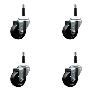 3 Inch Soft Rubber Wheel Swivel 7/8 Inch Expanding Stem Caster Set SCC