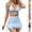 Light Blue, variant on uublik Swimsuit for Women Tankini Two Piece Swimsuit High Waisted V Neck Bikini Sets Adjustable Spaghetti Straps Bathing Suit White