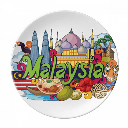 

Twinstower Malaysia Graffiti Plate Decorative Porcelain Salver Tableware Dinner Dish