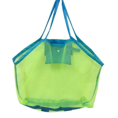 

Toy Bag Beach Mesh Toy Storage Net for Carrying Toys and Towels Toy Sand Away 45 x 30 x 45cm Green Mesh & Blue Straps