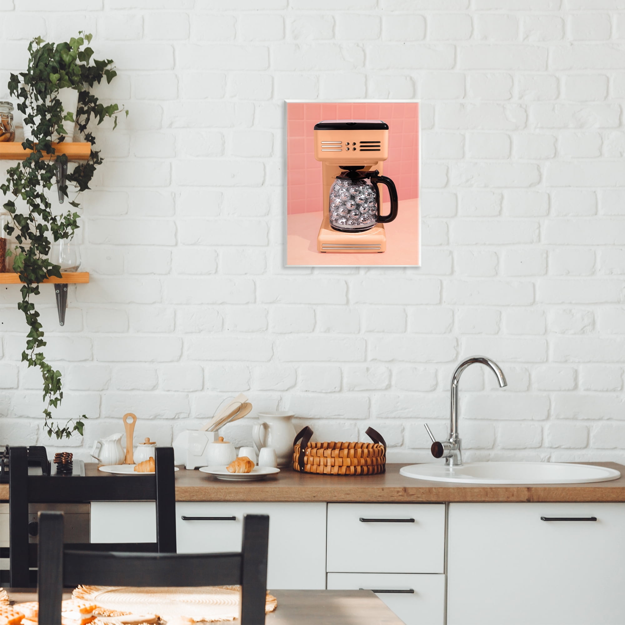 Stupell Industries Disco Coffee Maker over Orange Wall Plaque Art, design by LISH Creative