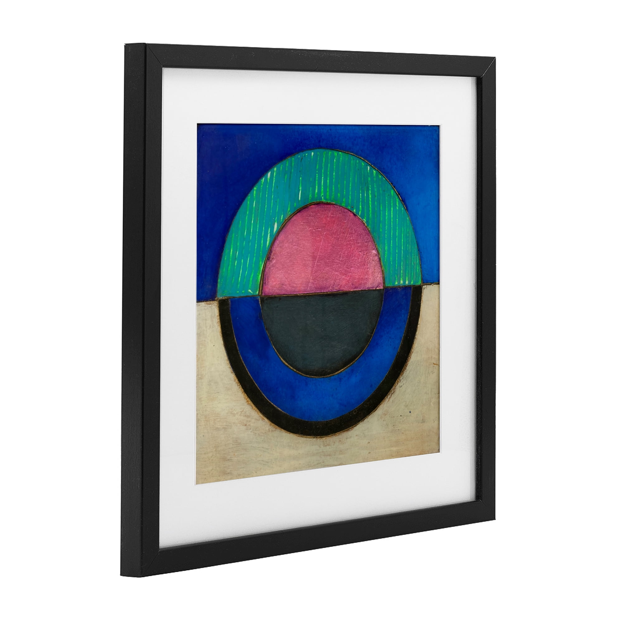 Stupell Industries Blue Toned Distressed Circle Black Framed Print Under Glass, design by Matthew Finger