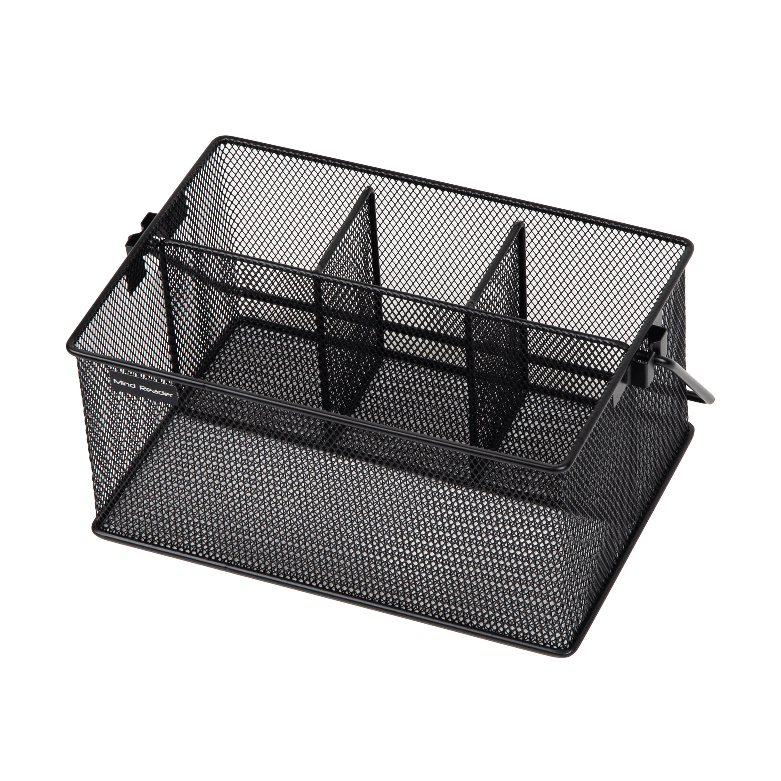Mind Reader Utensil Holder, Silverware Organizer, Caddy, Metal, 7"L x 7"W x 5"H, Black