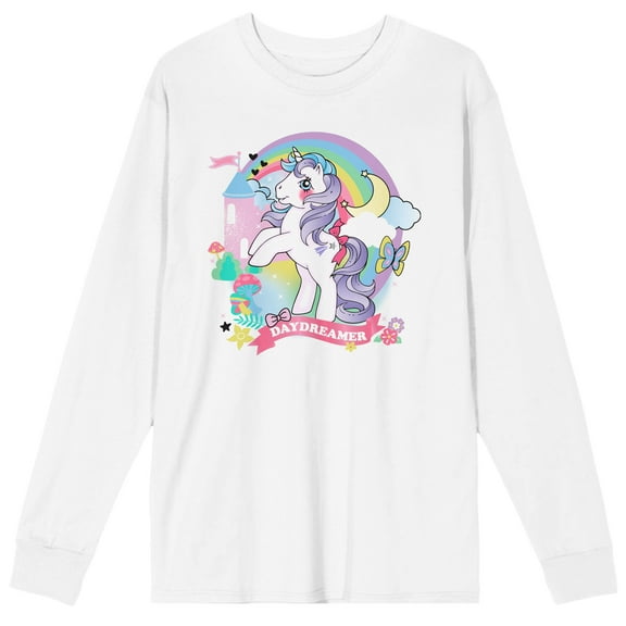 My Little Pony Retro Daydreamer Adult White Crew Neck Long Sleeve Tee-Medium