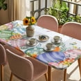 thumbnail image 3 of Easter Colorful Eggs Table Cloths for 3 Foot Rectangle Tables, Spring Eucalyptus Leaves Floral Plant Patio Waterproof Elastic Fitted Tablecloths, Washable Rectangular Table Cover for Camping, 3 of 8
