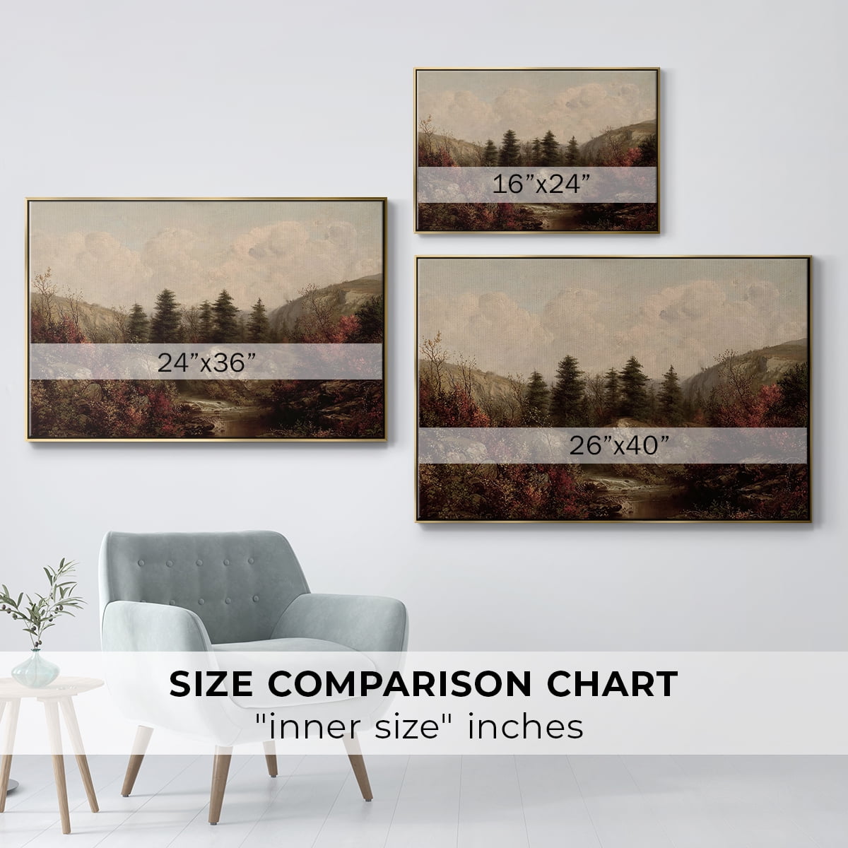 Vintage Landscape-CCCXXVIII By Wexford Home Framed in Gold Wood Gallery Wrapped Canvas 27 in. x 41 in.