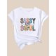 thumbnail image 3 of Camisetas para mujer, de verano, casual, manga corta, cuello redondo, con estampado, color blanco negro, blusaStylish "Sassy Little Soul" Leopard & Floral Print Women's T-Shirt - Casual Round Neck,, 3 of 8