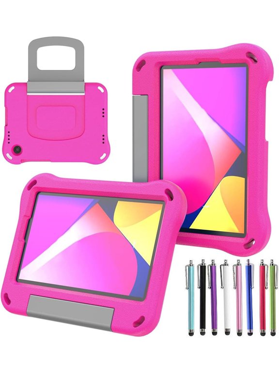 Case for TCL Tab 8V/Tab 8 LE/Tab 8 Plus/Tab 8 WiFi/Tab 8 SE (9137W, 9132X, 9138S, 6048E, 91232X1) - Shockproof Lightweight Protective EVA Kids Kickstand Cover Case + 1 Stylus (Pink)