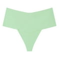 thumbnail image 2 of Swuxness Women's Thong Underwear, Women's Panties, Womens Solid Color Ice Silk Seamless No Show Invisible Breathable Comfortable Low Rise Briefs Panties Green, L, 2 of 3