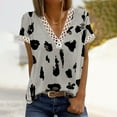 thumbnail image 2 of Birdeem Mode Femmes Été Col en V Dentelle Patchwork Manches Courtes Haut Blouse Aguichant, 2 of 8